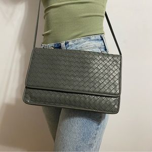 meyers grey woven soft leather crossbody/shoulder purse